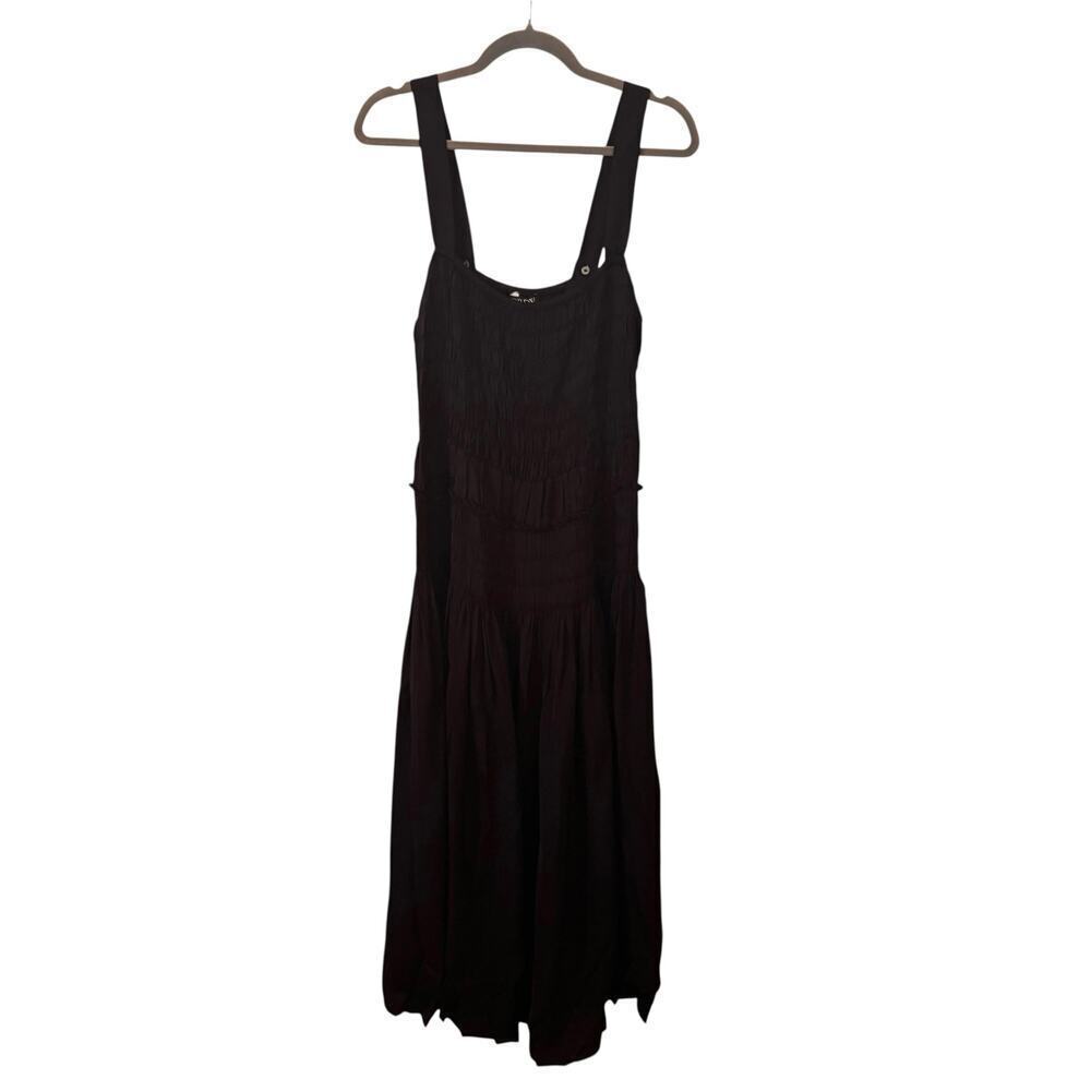 NWT J. Crew Smocked Midi Dress in Black CK734 Size XL - Picture 2 of 11